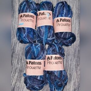 Patons Pirouette 5 skeins of Midnight Blue Shimmer yarn‎ 3oz 🆕️